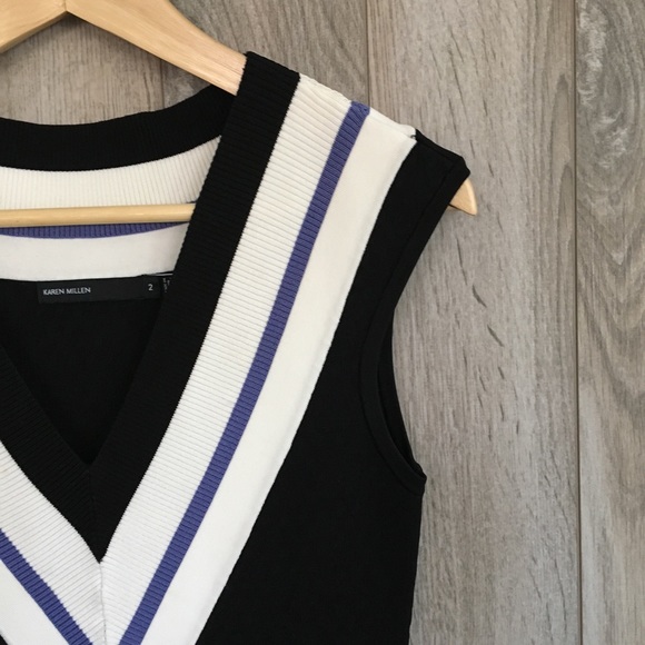 Karen Millen Sporty V-Neck Knit Mini Dress - Picture 3 of 7